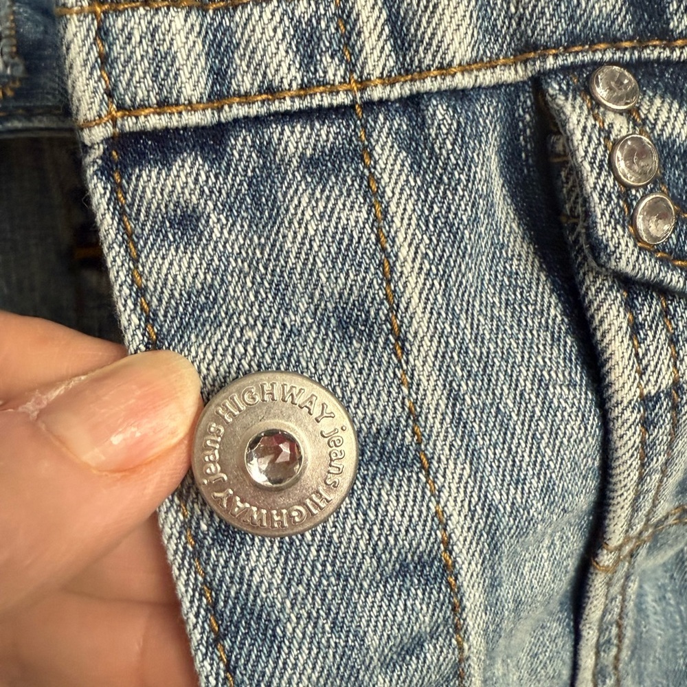 Highway Jeans Blue Denim Jacket with Rhinestones. - Picture 5 of 10